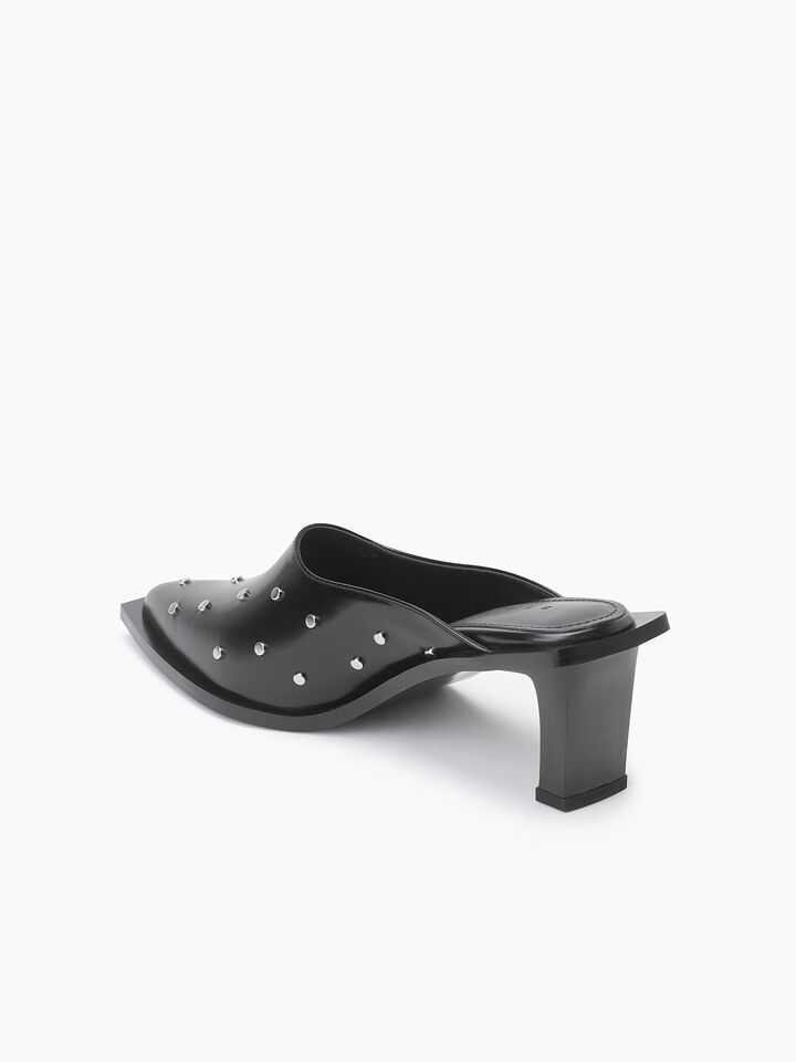 Black leather mules with studs - null - Schwarz | Sisley K image number 3